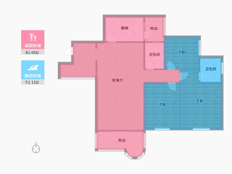 重庆-重庆市-人和华夏城-一区-120.00-户型库-动静分区