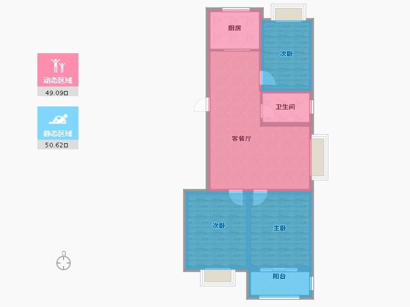 江苏省-盐城市-神州河畔小区-89.60-户型库-动静分区