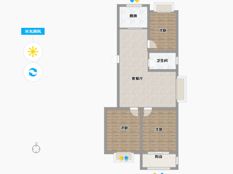 江苏省-盐城市-神州河畔小区-89.60-户型库-采光通风