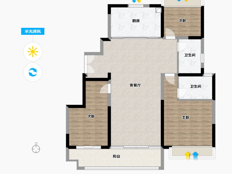 河南省-新乡市-华龙云镜-115.00-户型库-采光通风