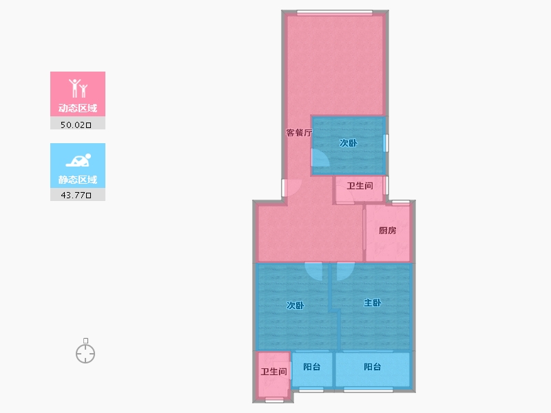 湖南省-长沙市-湖南省歌舞剧院宿舍-94.00-户型库-动静分区