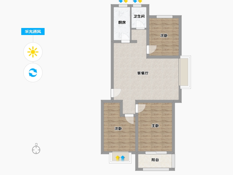 河北省-邢台市-天牛玫瑰苑-三期-83.49-户型库-采光通风