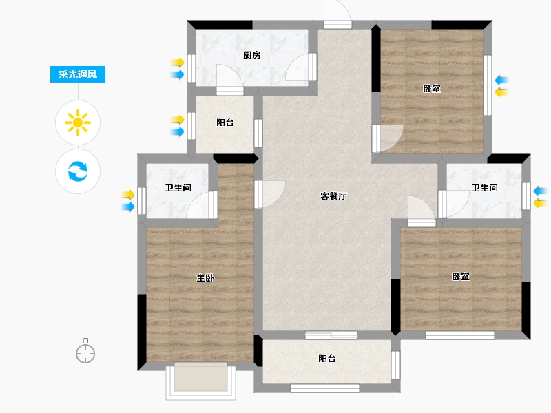 四川省-德阳市-江都花园二期-87.18-户型库-采光通风