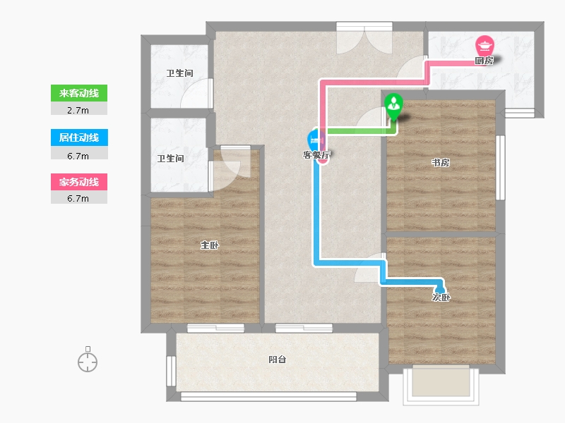 陕西省-榆林市-万民新天地住宅小区中核华兴项目部-92.80-户型库-动静线