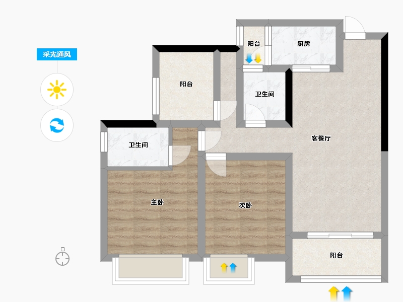 重庆-重庆市-逸锦城-68.00-户型库-采光通风