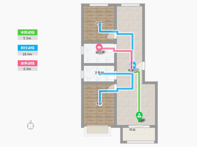 河北省-沧州市-贝壳湖畔小区-76.80-户型库-动静线