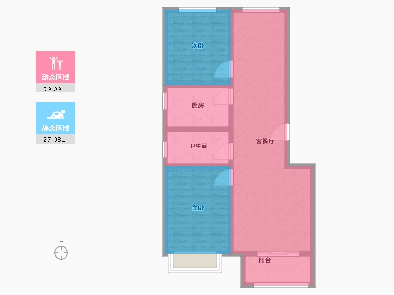 河北省-沧州市-贝壳湖畔小区-76.80-户型库-动静分区