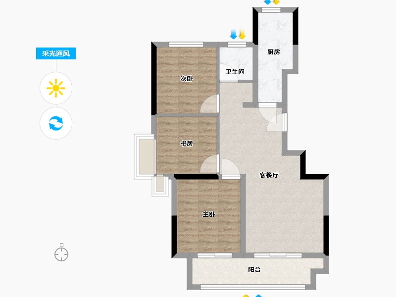 江苏省-无锡市-北控·瀚林府-76.20-户型库-采光通风