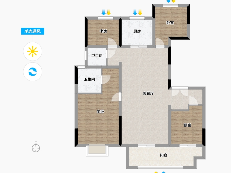 浙江省-湖州市-吾悦华府-112.00-户型库-采光通风