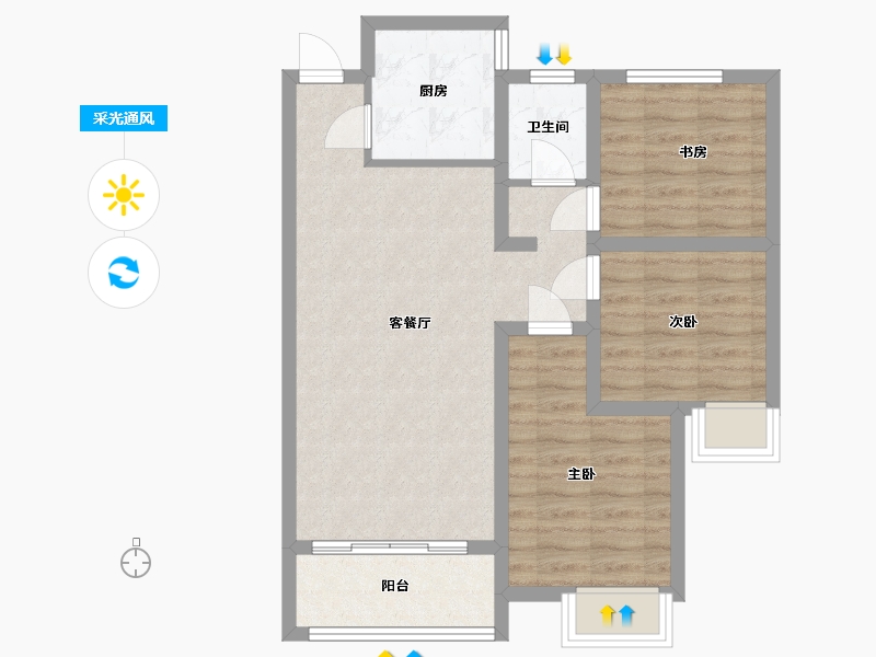 河南省-新乡市-立拓华府-90.00-户型库-采光通风