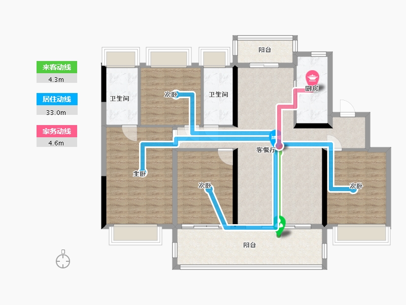 广东省-清远市-篁胜新城五期-134.40-户型库-动静线