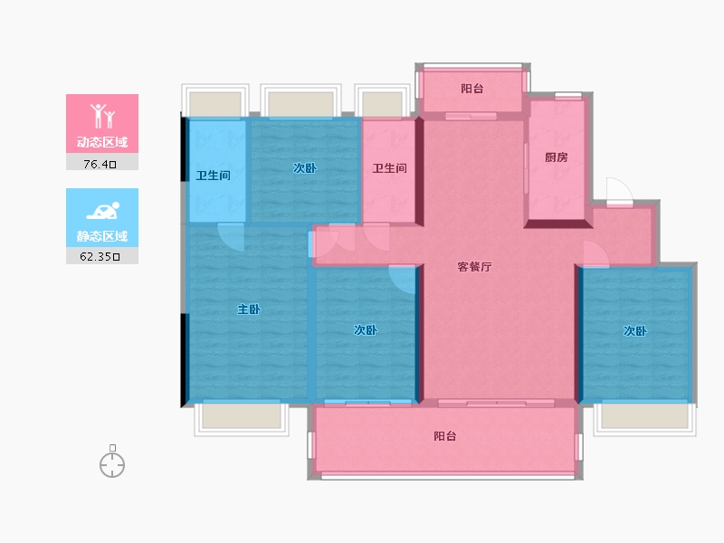 广东省-清远市-篁胜新城五期-134.40-户型库-动静分区