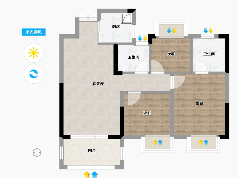 江西省-吉安市-瑞德佳苑-80.48-户型库-采光通风