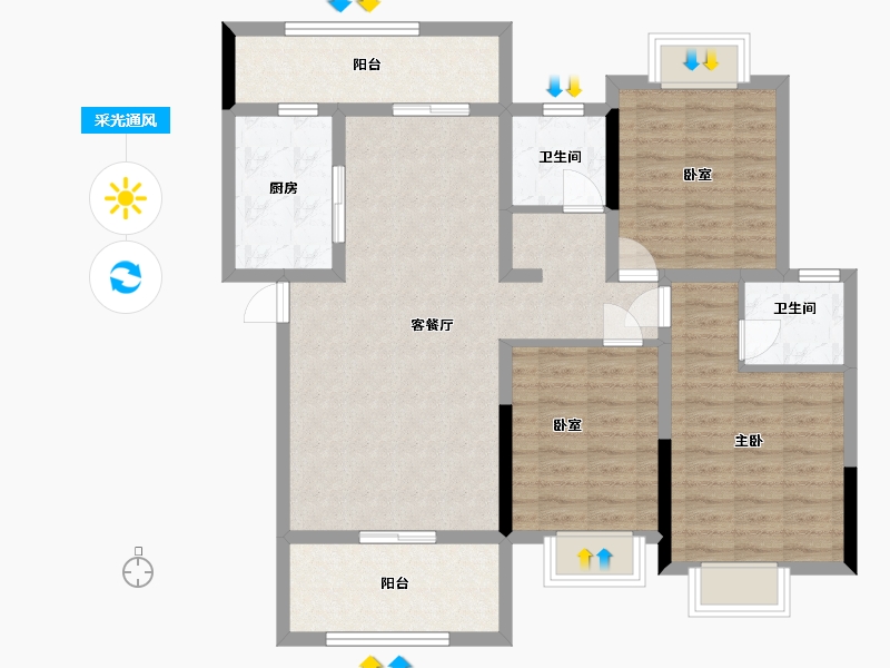 湖北省-随州市-御景天城住宅小区-99.28-户型库-采光通风