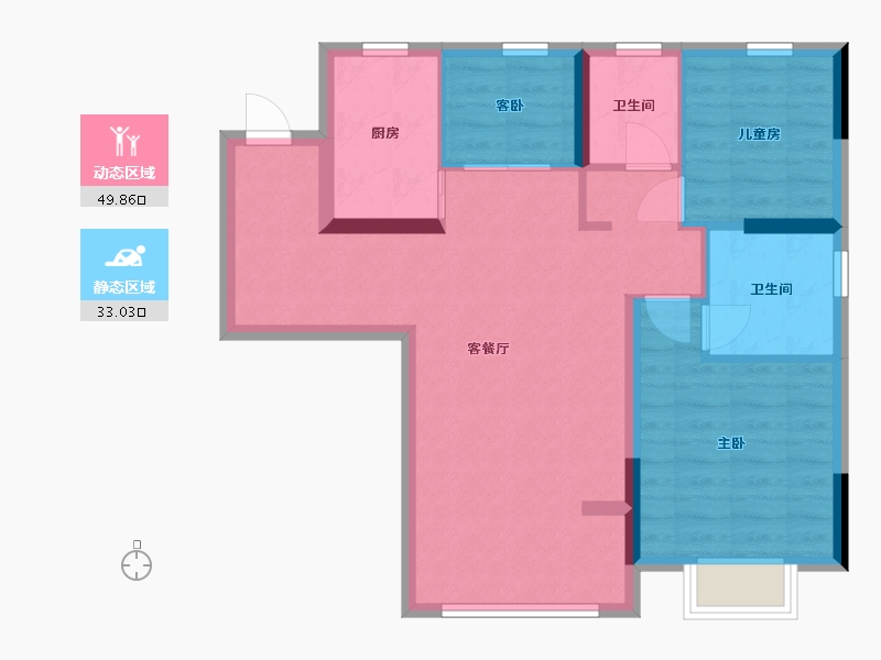 江苏省-苏州市-浅悦静庭-74.71-户型库-动静分区