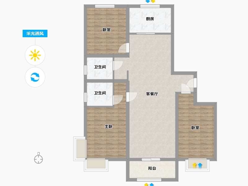 山东省-菏泽市-城盛豪庭小区-103.00-户型库-采光通风