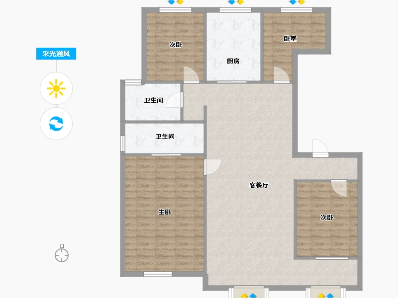 辽宁省-沈阳市-碧桂园大城印象-112.00-户型库-采光通风