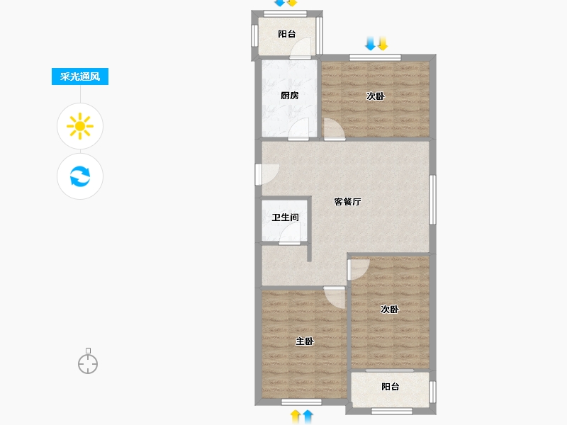 天津-天津市-彩丽园-75.20-户型库-采光通风