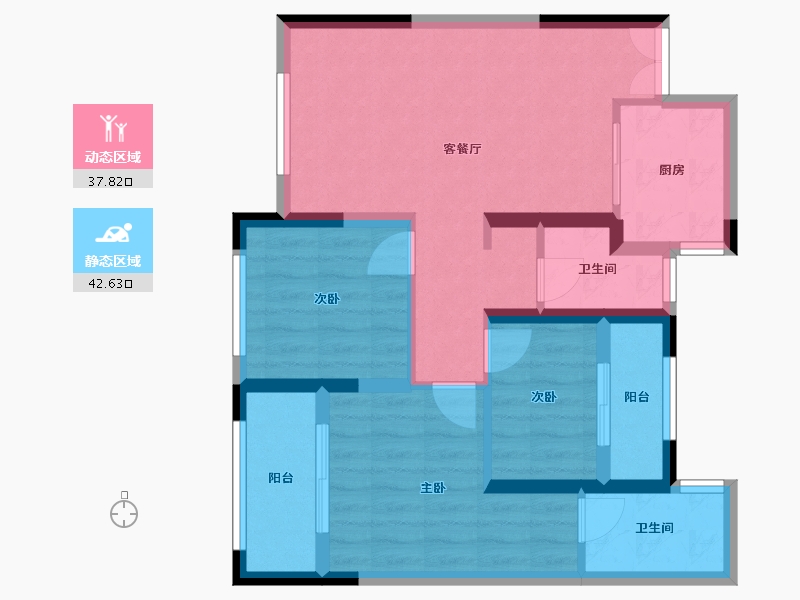 浙江省-温州市-瓯堡锦园-83.20-户型库-动静分区