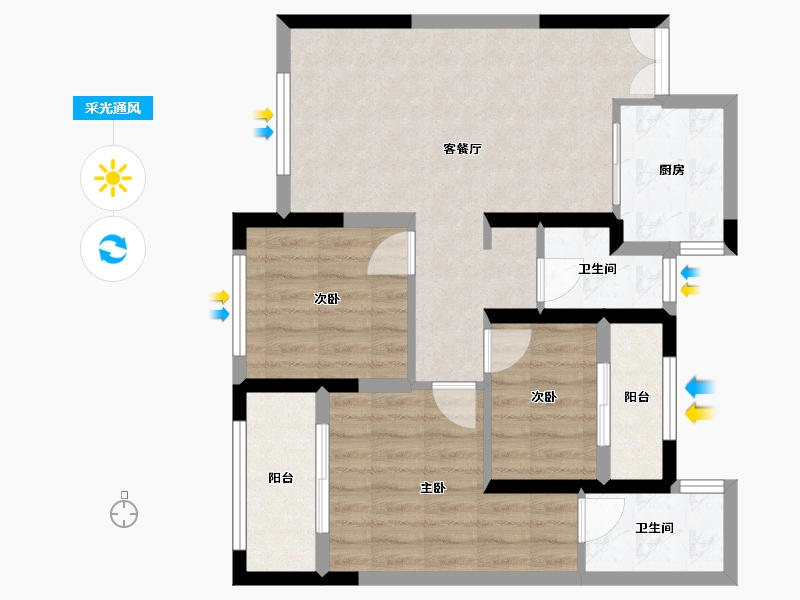 浙江省-温州市-瓯堡锦园-83.20-户型库-采光通风