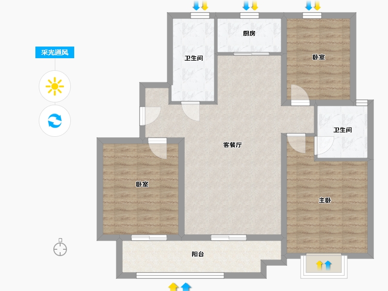 河北省-沧州市-瀛洲龙樾府-94.24-户型库-采光通风