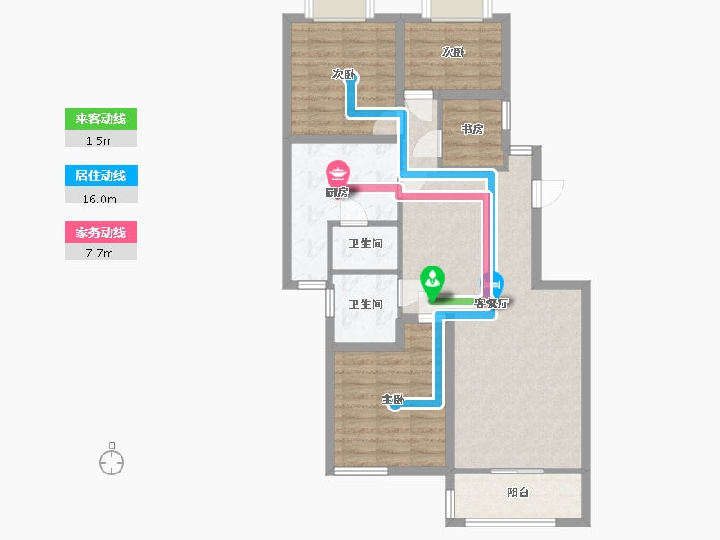 广东省-深圳市-鹏兴花园(二期)-84.69-户型库-动静线