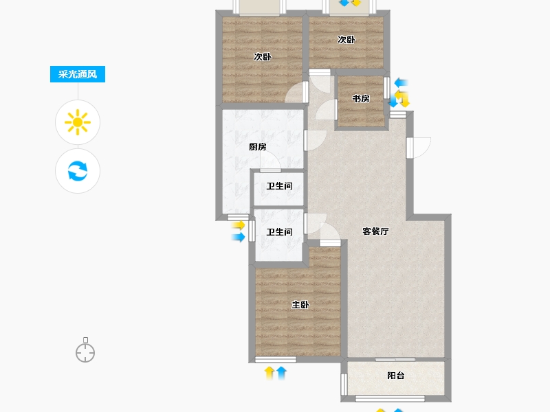 广东省-深圳市-鹏兴花园(二期)-84.69-户型库-采光通风