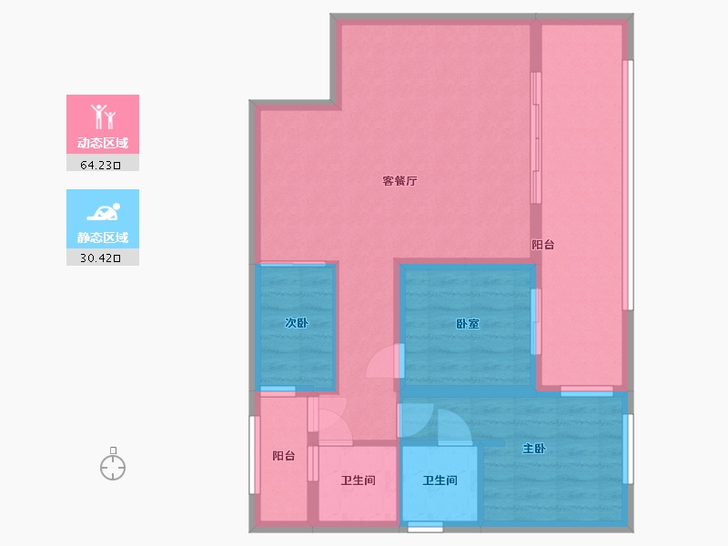 贵州省-毕节市-恒邦·百里春风-84.60-户型库-动静分区