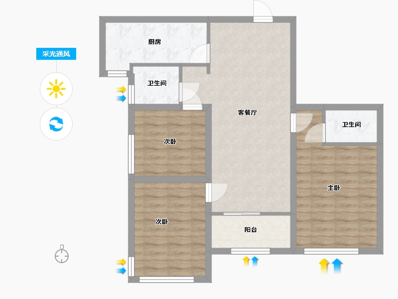 广东省-深圳市-山海四季城Ⅱ公园道-78.21-户型库-采光通风