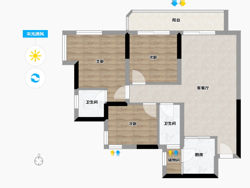 四川省-眉山市-君烨·云鹭洲-67.14-户型库-采光通风