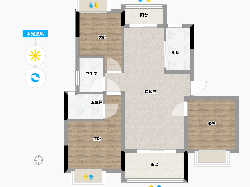 江西省-南昌市-锦天·天悦华府-79.20-户型库-采光通风