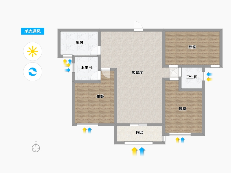 陕西省-宝鸡市-鸿德·凤仪国际-100.70-户型库-采光通风