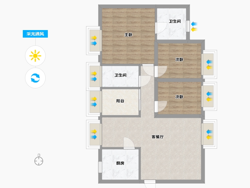 广东省-深圳市-湖滨阁-74.74-户型库-采光通风