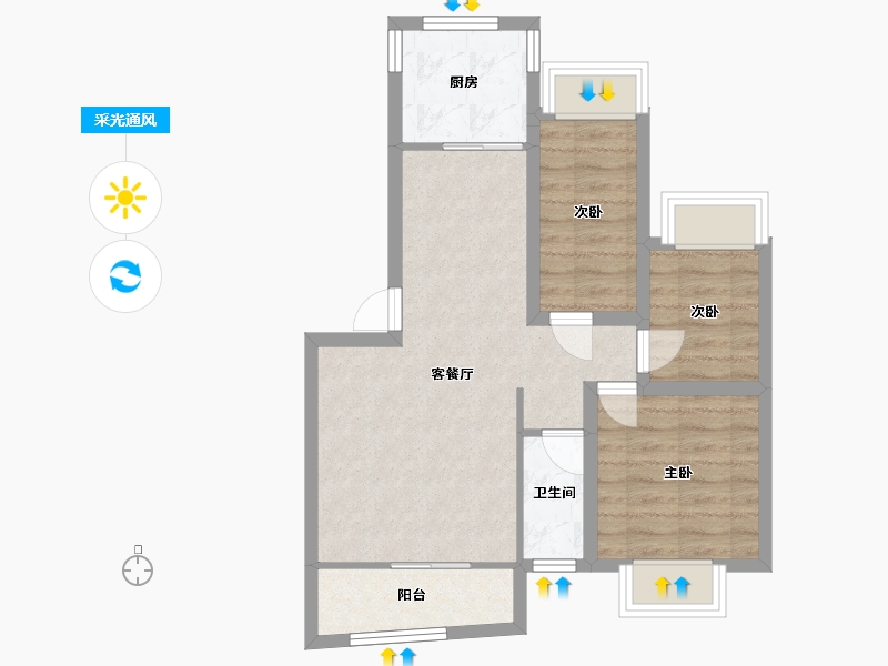 广东省-深圳市-东深小区-60.70-户型库-采光通风