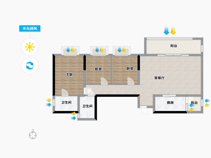 四川省-成都市-未来城-96.00-户型库-采光通风