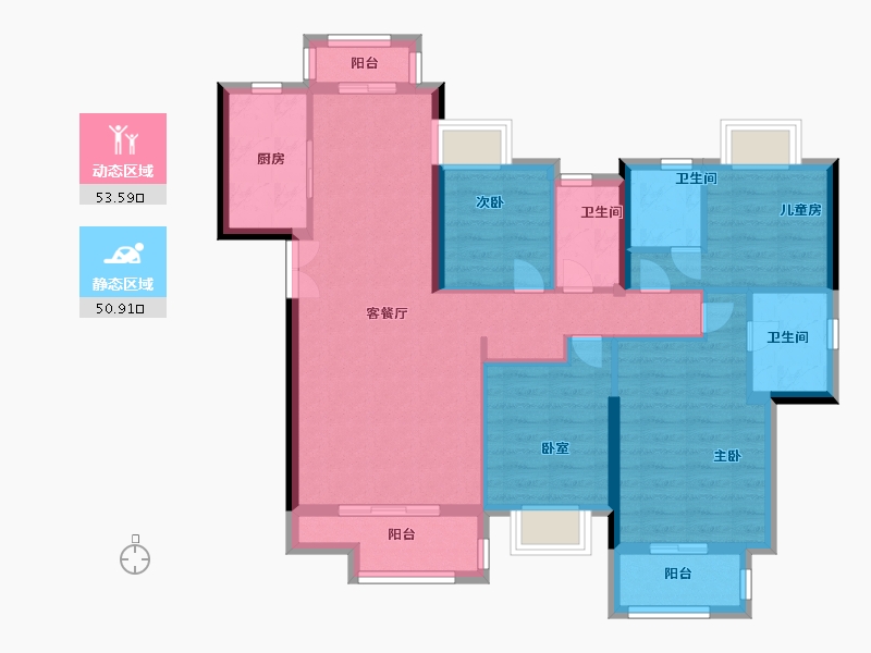 湖北省-武汉市-城南华府书香御景-92.79-户型库-动静分区