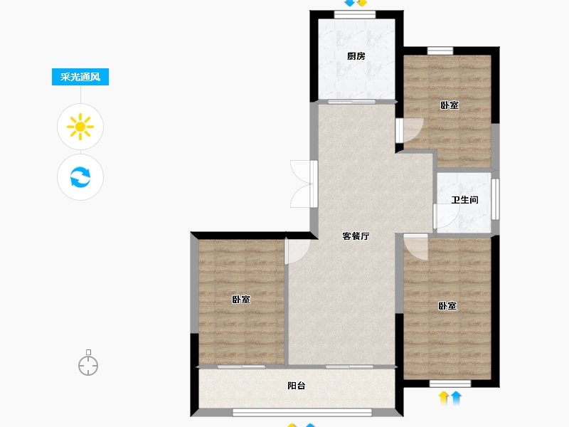 宁夏回族自治区-银川市-宁夏中房悦庭-78.44-户型库-采光通风