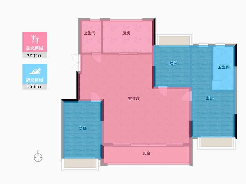 江苏省-苏州市-建发·青云上-114.40-户型库-动静分区