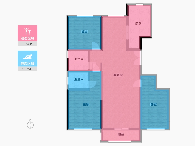 内蒙古自治区-鄂尔多斯市-国达·融泰和园-101.83-户型库-动静分区