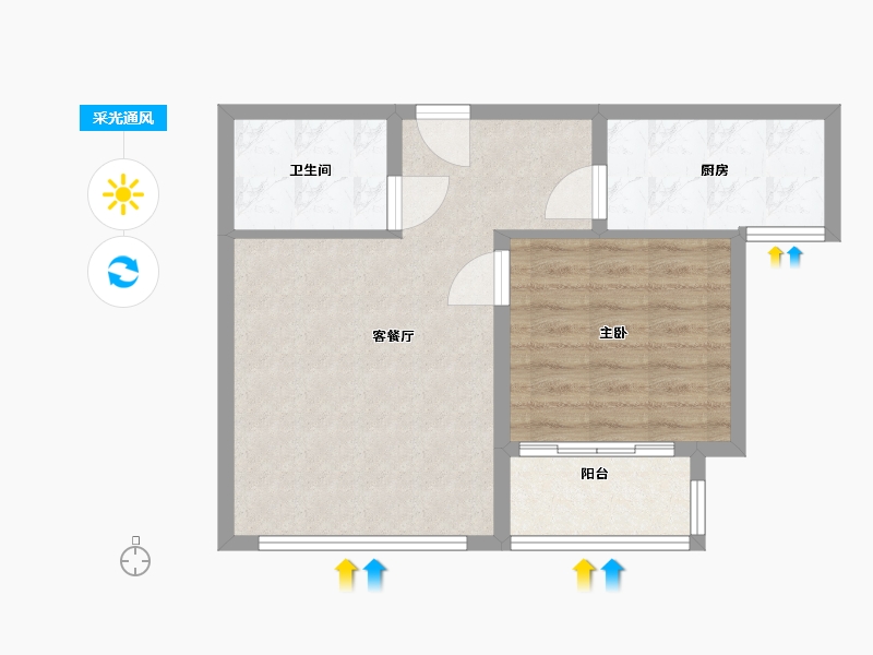 山东省-滨州市-中海·逸品苑-54.40-户型库-采光通风