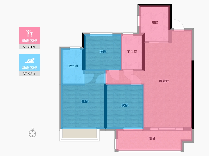 四川省-成都市-海伦堡玖悦府-79.64-户型库-动静分区