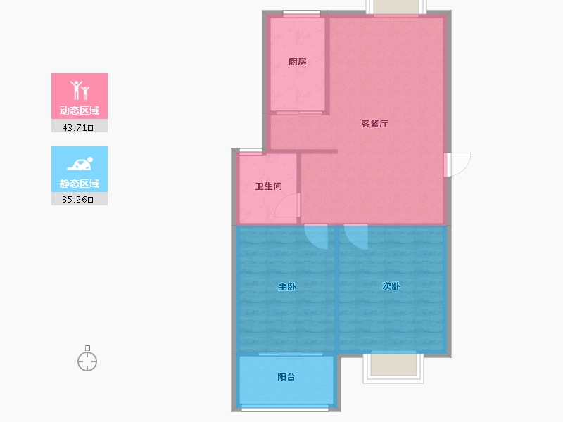 浙江省-杭州市-盛世嘉园-盛美苑-74.00-户型库-动静分区