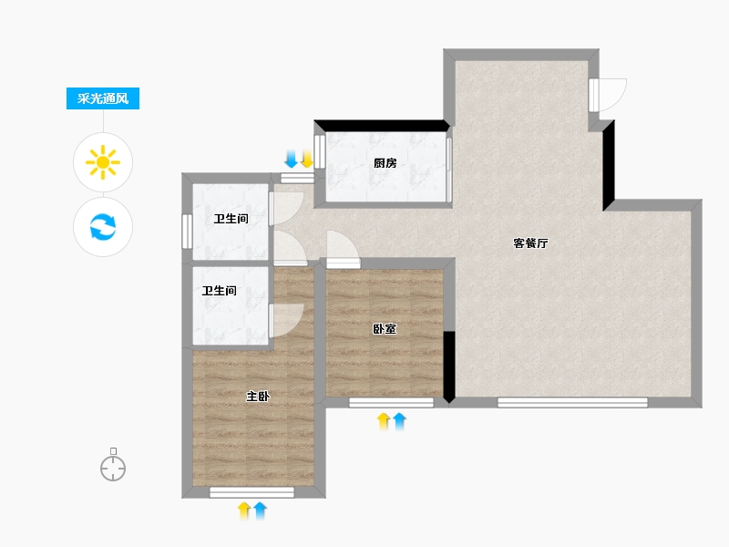 贵州省-毕节市-恒邦·百里春风-72.56-户型库-采光通风