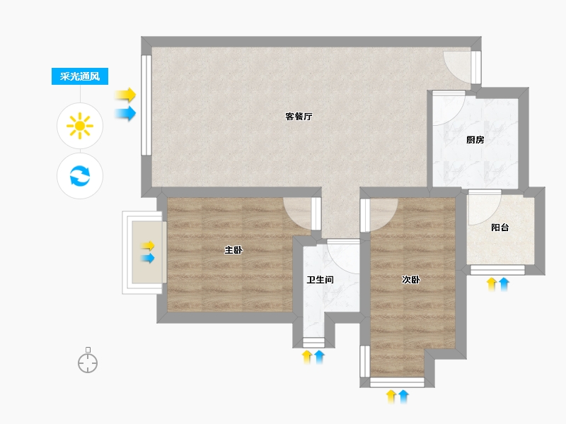 广东省-深圳市-君逸华府（百仕达三期）-52.35-户型库-采光通风