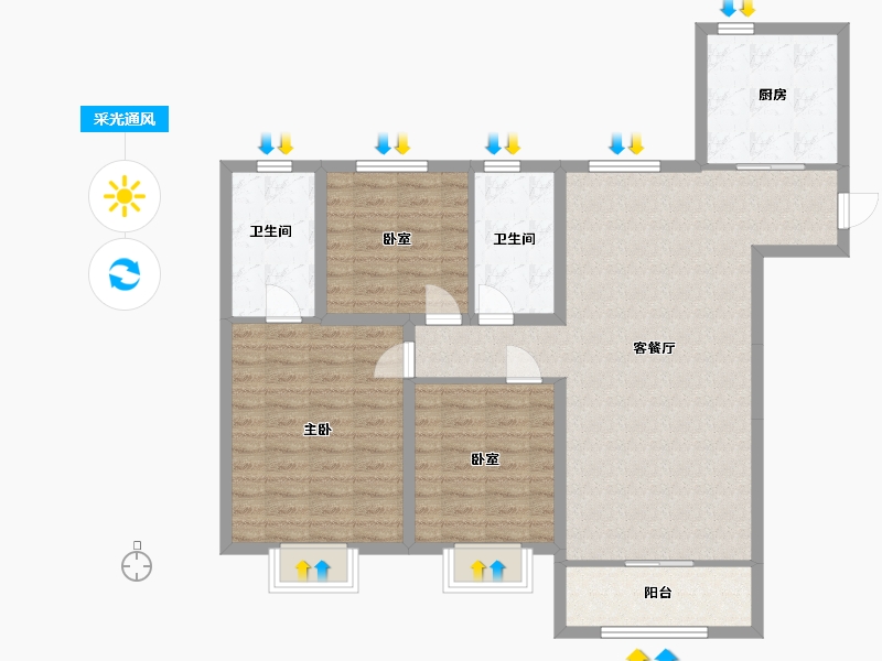 甘肃省-兰州市-中海铂悦府-108.32-户型库-采光通风