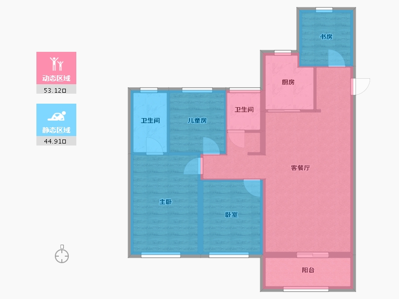 甘肃省-兰州市-万科水晶城-87.72-户型库-动静分区