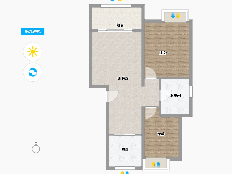 浙江省-湖州市-太湖健康城-桃源居-80.30-户型库-采光通风