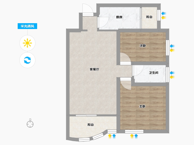 广东省-深圳市-百仕达花园(一期)-54.98-户型库-采光通风