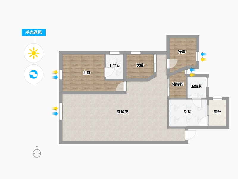 广东省-深圳市-百仕达花园(一期)-84.44-户型库-采光通风