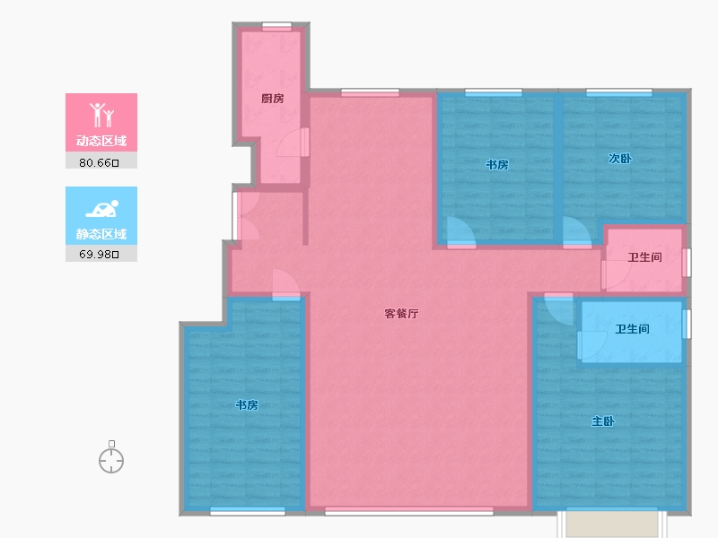 内蒙古自治区-鄂尔多斯市-九和兴·方正园-136.00-户型库-动静分区